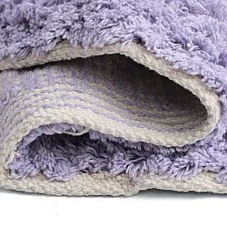 Rund Teppich - Amira Natural Cotton Shaggy (lila/beige)