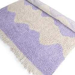 Hochflorteppiche - Amira Natural Cotton Shaggy (lila/beige)