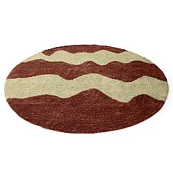 Rund Teppich - Amira Natural Cotton Shaggy (rot/beige)