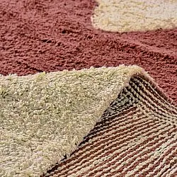 Rund Teppich - Amira Natural Cotton Shaggy (rot/beige)