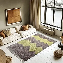 Hochflorteppiche - Amira Natural Cotton Shaggy (taupe/gelb)
