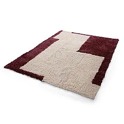Hochflorteppiche - Begur Natural Cotton Shaggy (offwhite/burgunder)