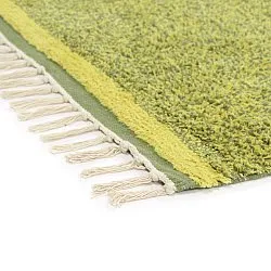 Hochflorteppiche - Celina Natural Cotton Shaggy (grün/gelb)