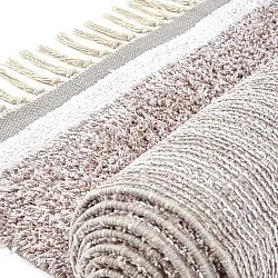Hochflorteppiche - Celina Natural Cotton Shaggy (taupe/lavendel)