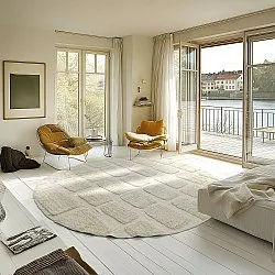 Rund Teppich - Cyrus Natural Cotton Shaggy (cremefarben)