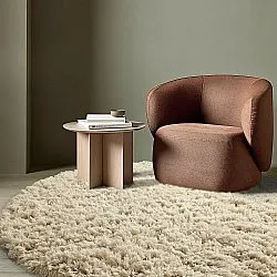 Rund Teppich - Fassale Hand Woven Wool Shaggy (creme)