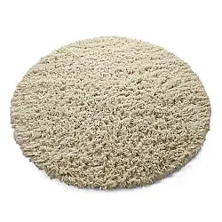 Rund Teppich - Fassale Hand Woven Wool Shaggy (creme)