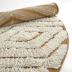 Runde Teppiche - Holwell Natural Cotton Shaggy (cremefarben/braun)