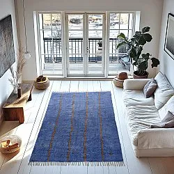 Hochflorteppiche - Leora Natural Cotton Shaggy (blau/braun)