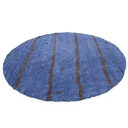 Rund Teppich - Leora Natural Cotton Shaggy (blau/braun)