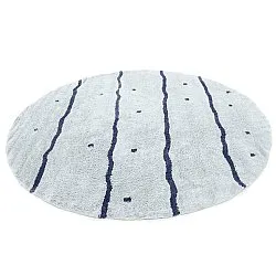 Rund Teppich - Leora Natural Cotton Shaggy (grau/blau)