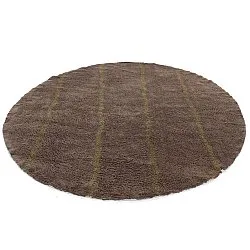 Rund Teppich - Leora Natural Cotton Shaggy (braun/oliv)
