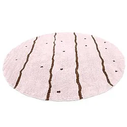 Rund Teppich - Leora Natural Cotton Shaggy (rosa/braun)
