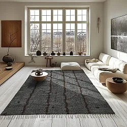 Hochflorteppiche - Leora Natural Cotton Shaggy (schwarz/braun)