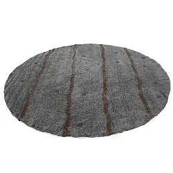 Rund Teppich - Leora Natural Cotton Shaggy (schwarz/braun)