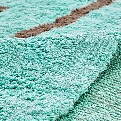 Rund Teppich - Leora Natural Cotton Shaggy (türkis/braun)