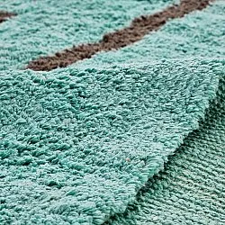 Hochflorteppiche - Leora Natural Cotton Shaggy (türkis/braun)