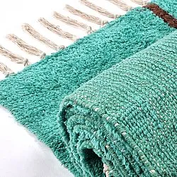 Hochflorteppiche - Leora Natural Cotton Shaggy (türkis/braun)