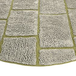 Runde Teppiche - Lindley Natural Cotton Shaggy (greige/grün)
