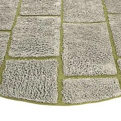 Runde Teppiche - Lindley Natural Cotton Shaggy (greige/grün)
