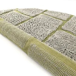 Runde Teppiche - Lindley Natural Cotton Shaggy (greige/grün)