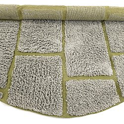 Runde Teppiche - Lindley Natural Cotton Shaggy (greige/grün)
