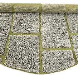 Runde Teppiche - Lindley Natural Cotton Shaggy (greige/grün)