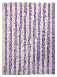 Hochflorteppiche - Thira Stripe Cotton Shaggy (creme/hellviolett)