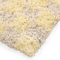 Hochflorteppiche - Methoni Check Cotton Shaggy (creme/hellgelb)