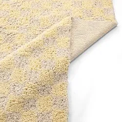 Hochflorteppiche - Methoni Check Cotton Shaggy (creme/hellgelb)