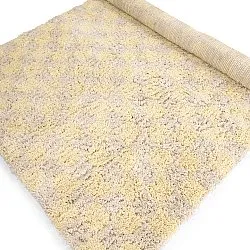 Hochflorteppiche - Methoni Check Cotton Shaggy (creme/hellgelb)