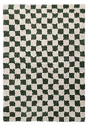 Hochflorteppiche - Methoni Check Cotton Shaggy (creme/grün)