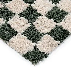 Hochflorteppiche - Methoni Check Cotton Shaggy (creme/grün)
