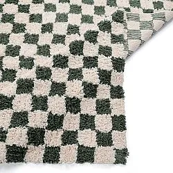 Hochflorteppiche - Methoni Check Cotton Shaggy (creme/grün)
