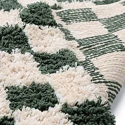 Hochflorteppiche - Methoni Check Cotton Shaggy (creme/grün)