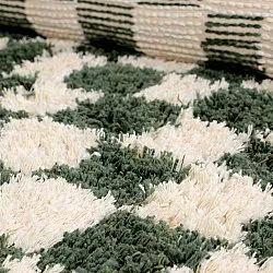 Rund Teppich - Methoni Check Cotton Shaggy (creme/grün)