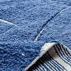 Rund Teppich - Sivia Natural Cotton Shaggy (blau)