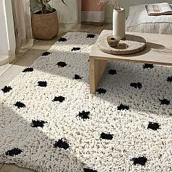 Hochflorteppiche - Soria Natural Cotton Shaggy (offwhite/schwarz)