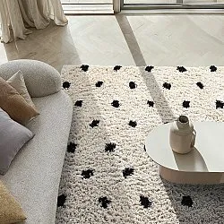 Hochflorteppiche - Soria Natural Cotton Shaggy (offwhite/schwarz)
