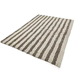 Hochflorteppiche - Thira Stripe Cotton Shaggy (creme/taupe)