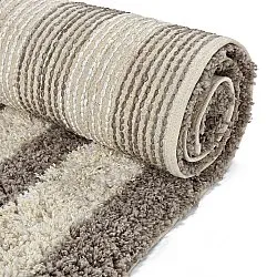 Hochflorteppiche - Thira Stripe Cotton Shaggy (creme/taupe)