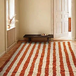 Hochflorteppiche - Thira Stripe Cotton Shaggy (hellgelb/hellorange)