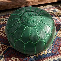 Sitzpoufs - Marokkanischer Leder-Pouf (dunkelgrün)