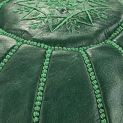 Sitzpoufs - Marokkanischer Leder-Pouf (dunkelgrün)
