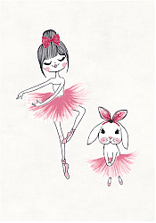 Kinderteppich - Dancing ballerinas (rosa)
