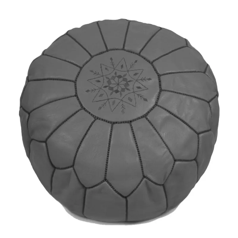 Sitzpoufs - Marokkanischer Leder-Pouf (Grau)