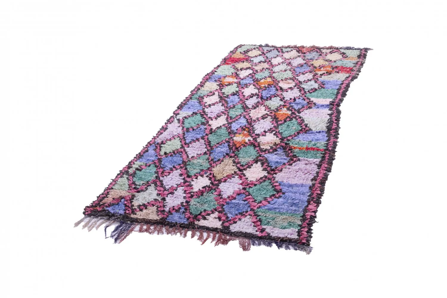 Marokkanische Berber Teppich Boucherouite 245 x 100 cm