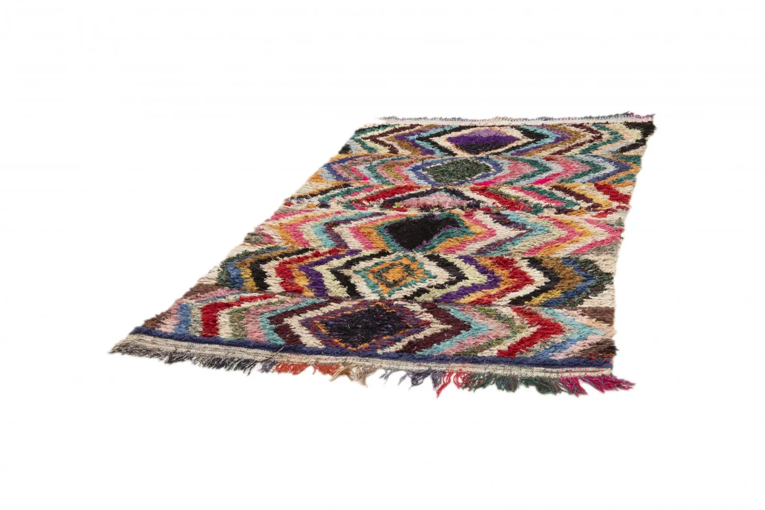 Marokkanische Berber Teppich Boucherouite 235 x 145 cm