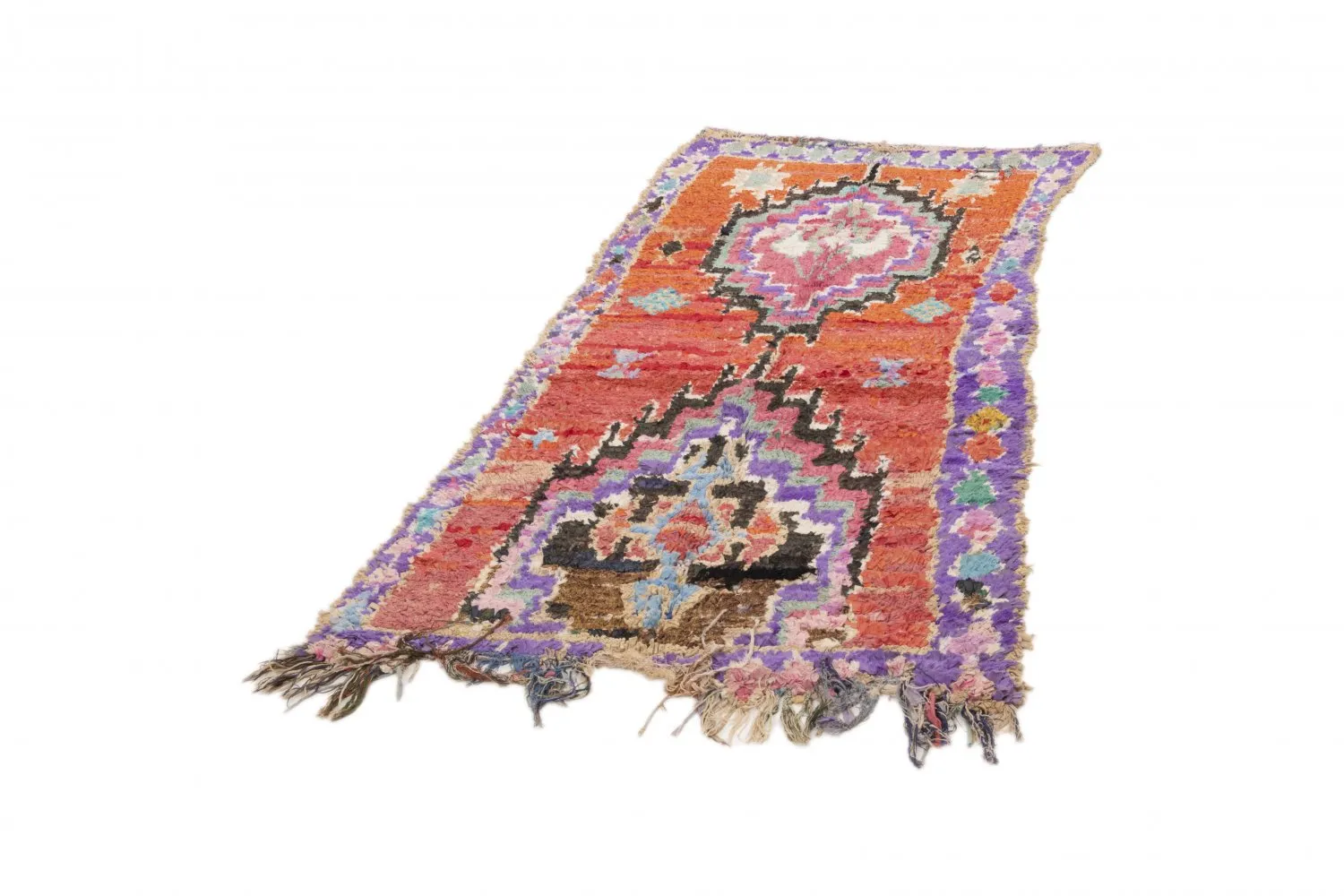 Marokkanische Berber Teppich Boucherouite 220 x 105 cm