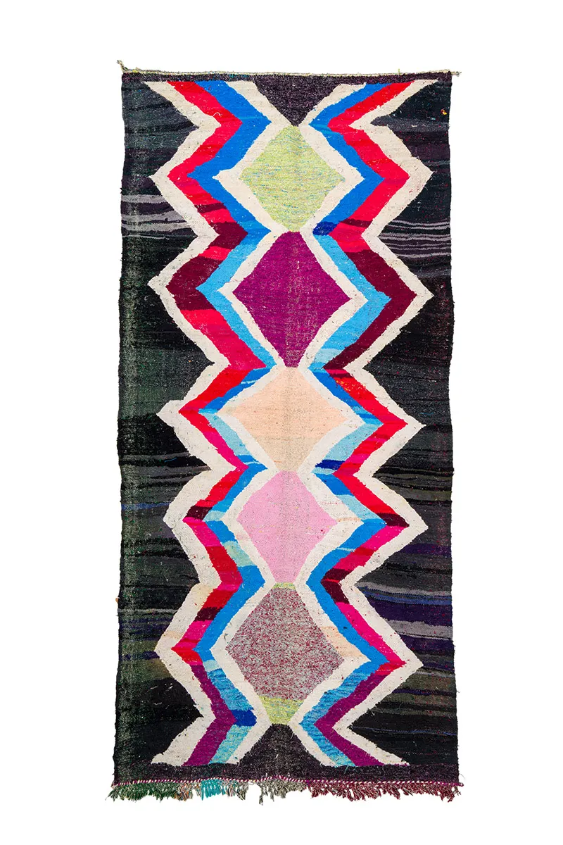 Marokkanischer Berber Teppich Boucherouite 150 x 315 cm